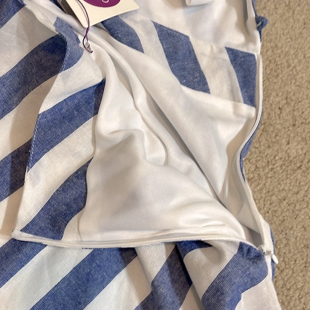 NEW Cosygal Striped High-Low Maxi Dress, Bandage Dress, Backless, Blue/White MED - Picture 10 of 13